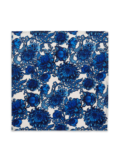 Shop La Doublej Anemone-print Linen Napkin (pack Of Two) In Blue