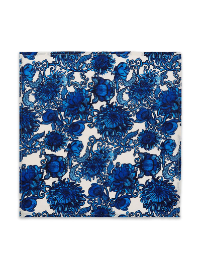 La Doublej Anemone-print Linen Napkin (pack Of Two) In Blue