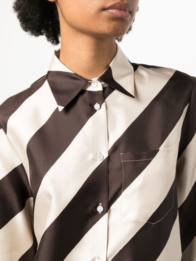 Shop La Doublej Boy Striped Silk Shirt In Brown