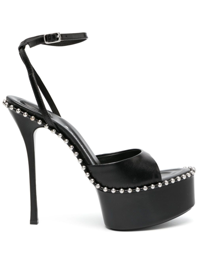 Alexander Wang Nova 145 Womens Leather Dressy Platform Sandals In Black