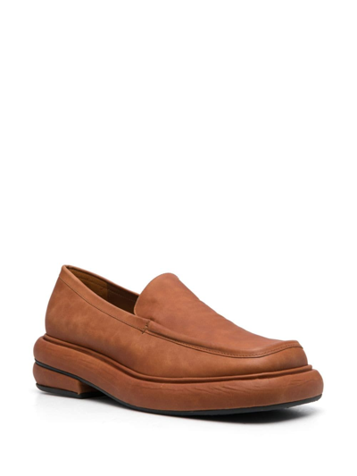Shop Eckhaus Latta Stacked Slip-on Suede Loafers In Brown