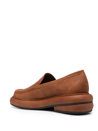 Shop Eckhaus Latta Stacked Slip-on Suede Loafers In Brown