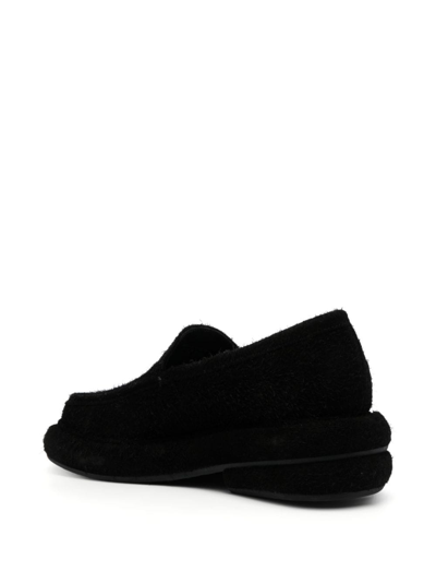 Shop Eckhaus Latta Stacked Slip-on Suede Loafers In Black