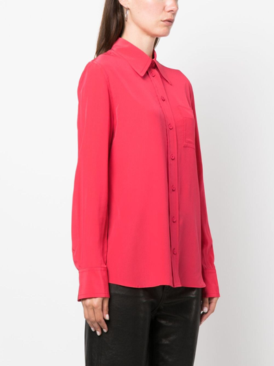 Lanvin Button-down Silk Shirt With Long Sleeves In Pink