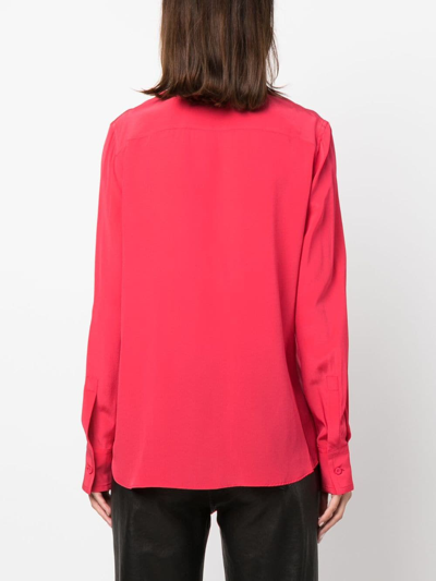 Lanvin Button-down Silk Shirt With Long Sleeves In Pink