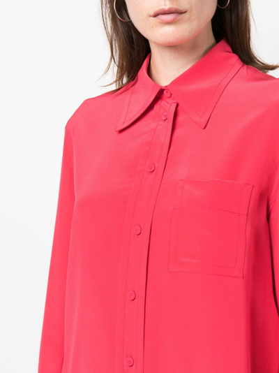 Lanvin Button-down Silk Shirt With Long Sleeves In Pink