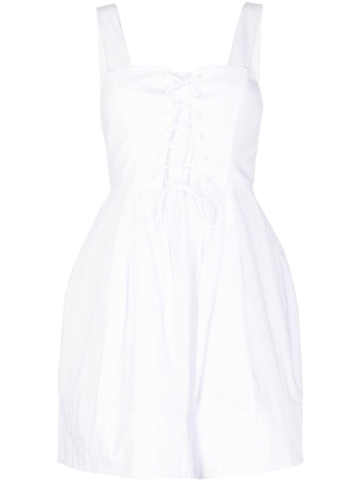 Shop Staud Sutton Lace-up Detail Minidress In White