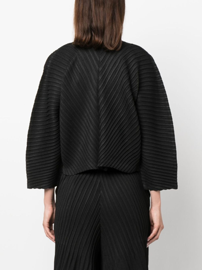 Shop Issey Miyake Pleated Three-quarter Cropped Jacket In Black