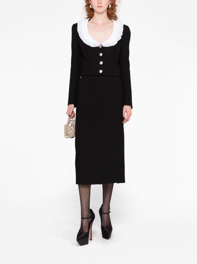 Shop Alessandra Rich Wool-bouclé Pencil Skirt In Black
