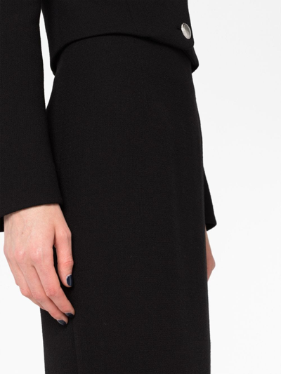 Shop Alessandra Rich Wool-bouclé Pencil Skirt In Black