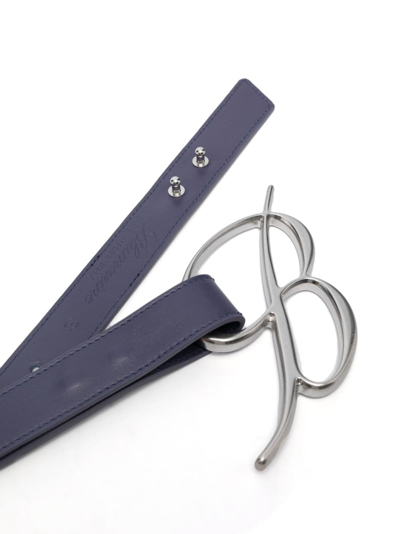 Shop Blumarine Logo-buckle Leather Belt In Purple