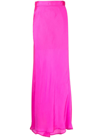Shop Forte Forte Satin-finish Maxi Skirt In Pink