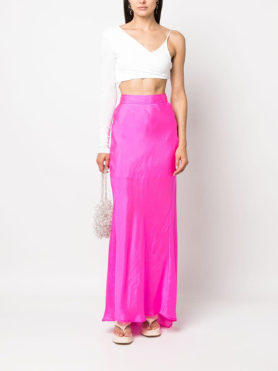Shop Forte Forte Satin-finish Maxi Skirt In Pink