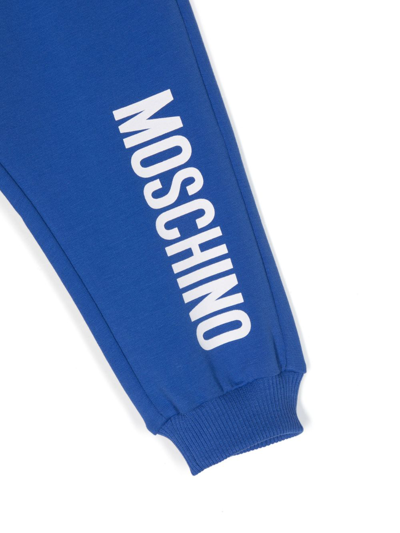 Shop Moschino Logo-print Tapered Track Pants In Blue