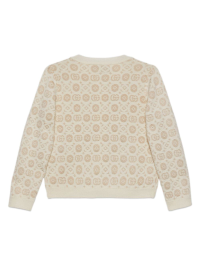 Shop Gucci Double G Wool Cardigan In Neutrals