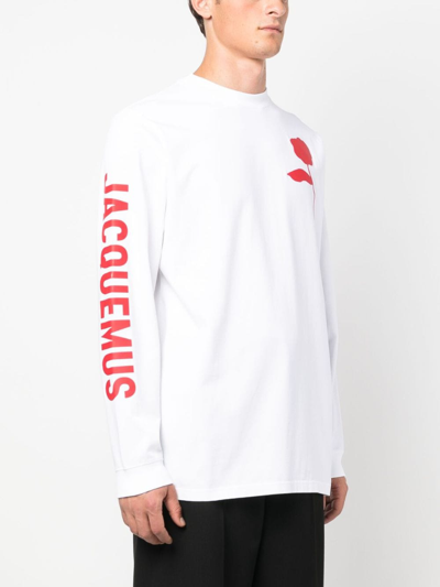 Shop Jacquemus Le T-shirt Ciceri Rose-print Top In White