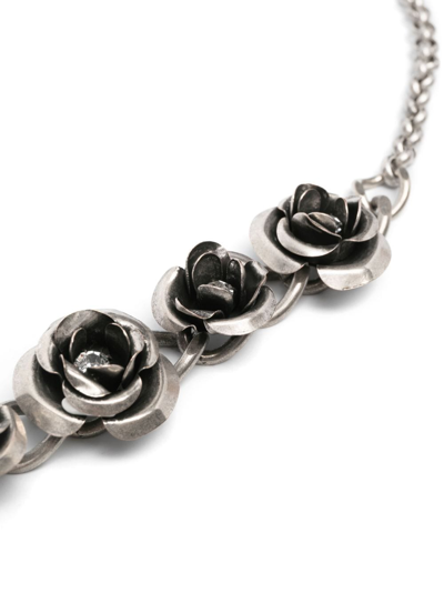 Shop Blumarine Floral-motif Crystal-embellished Belt In Grey