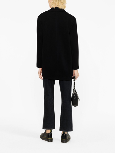 Shop Pinko Wide-lapel Double-breasted Coat In Black