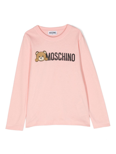 Shop Moschino Logo-print Cotton Sweatshirt In Pink
