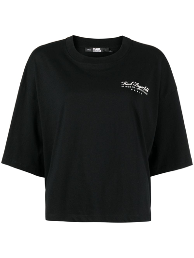 Shop Karl Lagerfeld Logo-print Cotton T-shirt In Black