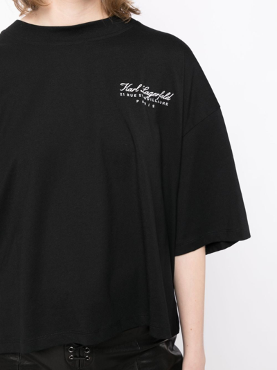 Shop Karl Lagerfeld Logo-print Cotton T-shirt In Black
