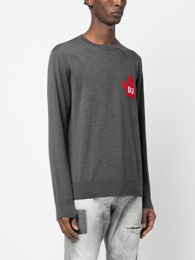 Dsquared2 Maple Leaf-motif Jumper In Grey