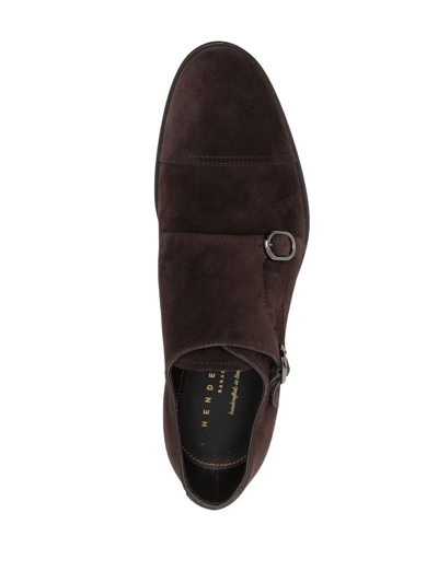 Shop Henderson Baracco Buckled Suede Monk Shoes In Brown