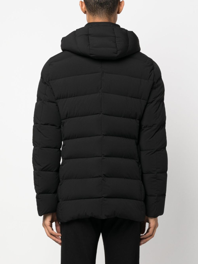 Moorer Double-breasted Hooded Quilted Down Jacket In Black