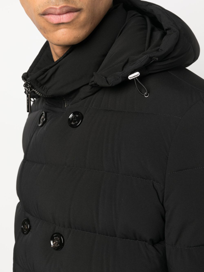 Moorer Double-breasted Hooded Quilted Down Jacket In Black