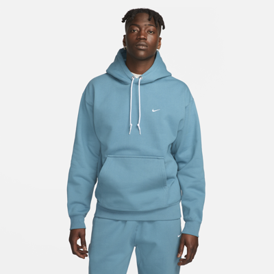 Shop Nike Men's Solo Swoosh Fleece Pullover Hoodie In Blue