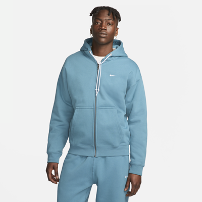 Shop Nike Men's Solo Swoosh Full-zip Hoodie In Blue