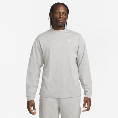 Shop Nike Men's Solo Swoosh Long-sleeve Top In Grey