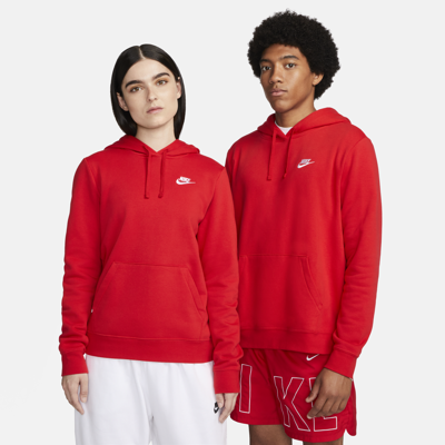 Shop Nike Women's  Sportswear Club Fleece Pullover Hoodie In Red