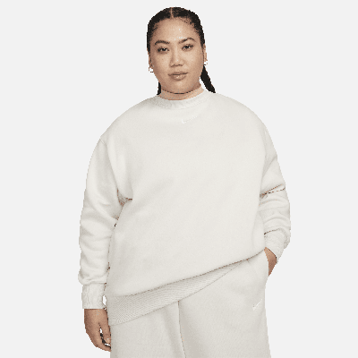 Shop Nike Women's  Sportswear Phoenix Fleece Oversized Crew-neck Sweatshirt (plus Size) In Brown