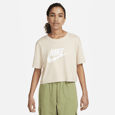 Shop Nike Women's  Sportswear Essential Cropped Logo T-shirt In Brown
