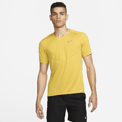 Shop Nike Men's Rise 365 Dri-fit Short-sleeve Running Top In Yellow