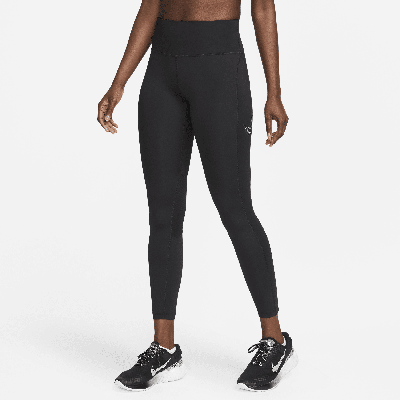 Shop Nike Women's Fast Mid-rise 7/8 Graphic Leggings With Pockets In Black