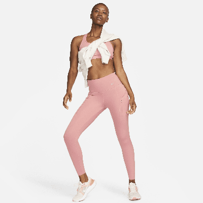 Shop Nike Women's Go Firm-support High-waisted 7/8 Leggings With Pockets In Pink