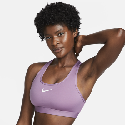 Shop Nike Women's Swoosh Medium Support Padded Sports Bra In Purple