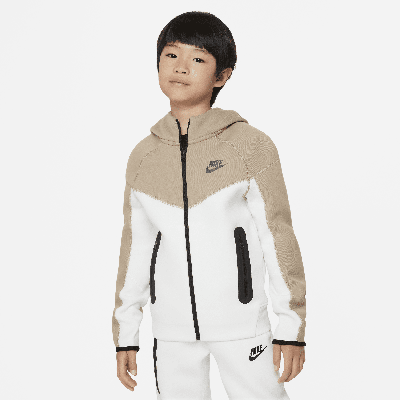 Shop Nike Sportswear Tech Fleece Big Kids' (boys') Full-zip Hoodie In White