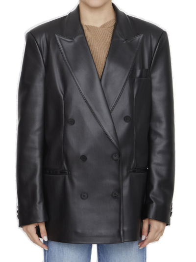 Shop Stella Mccartney Double Breasted Long Sleeved Jacket In Black