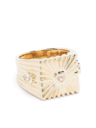 Shop Yvonne Léon 9k Yellow Gold White Sapphire Signet Ring