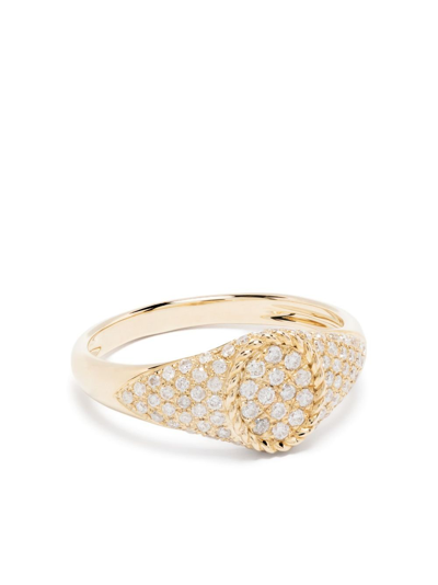 Shop Yvonne Léon 9k Yellow Gold Baby Chevalier Diamond Signet Ring