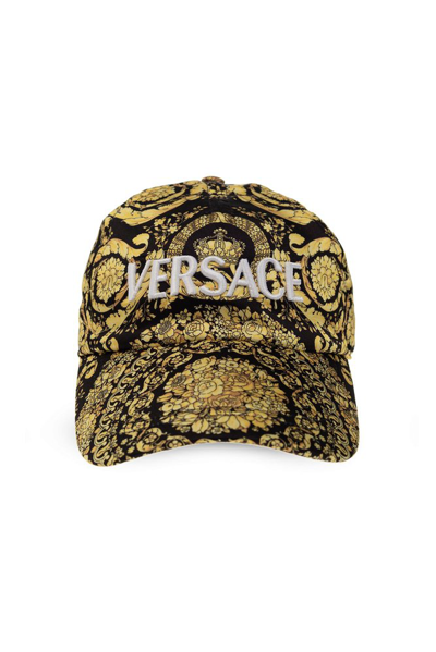 Shop Versace Logo Embroidered Barocco Printed Cap In Multi