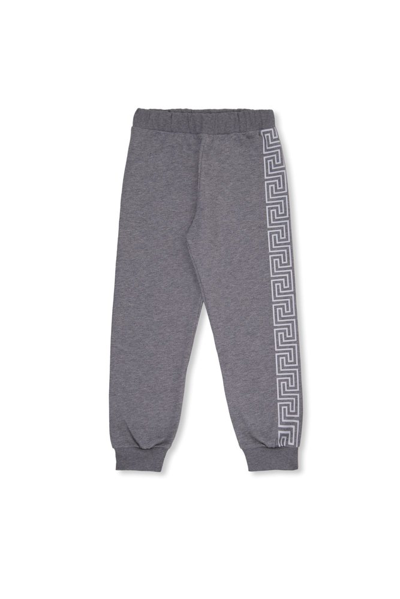 Shop Versace Kids Monogram Straight Leg Track Pants In Grey