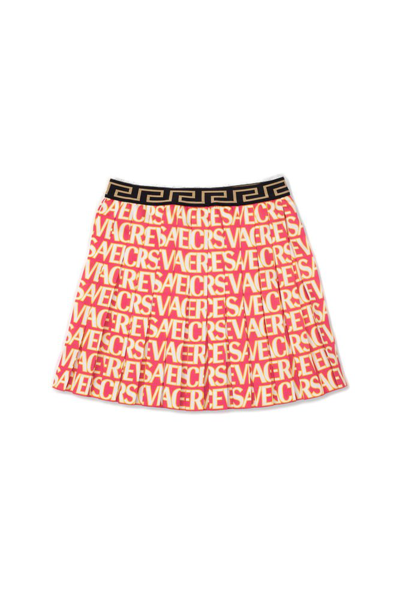 Shop Versace Kids Elasticated Waistband Pleated Mini Skirt In Multi