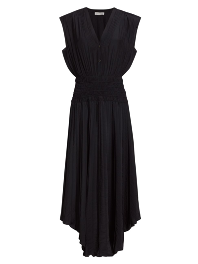 Shop Ramy Brook Women's Preslie Smocked Sleeveless Midi-dress In Black