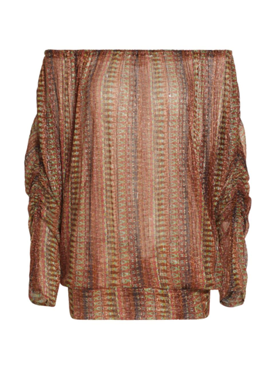Shop Ramy Brook Women's Grace Printed Off-the-shoulder Top In Neutral Combo Waikiki Knit