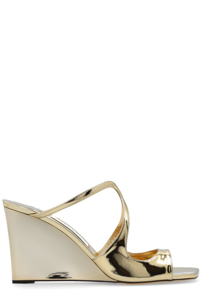 Shop Jimmy Choo Anise Wedge Mules In Gold