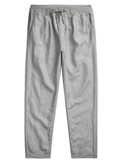 Shop Polo Ralph Lauren Men's Slim-fit Linen-blend Pants In Soft Grey